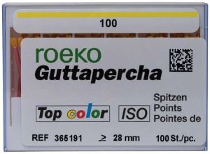 ROEKO Guttapercha-Spitzen Schiebeschachtel - Gr. 100 , gelb (Coltene Whaledent)
