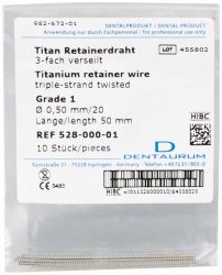 Titanium retainerdraad graad 1 Ø 0,50mm/20 - Lengte 50mm (Dentaurum)