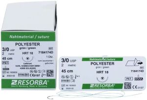 RESORBA® Nahtmaterial Polyester POLYESTER - 3/0 HRT18 - 0,45m (Karl Hammacher)